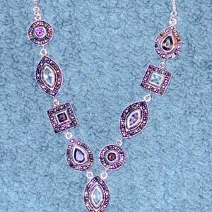 Elegant Sterling Silver Necklace Marcasite & gem stones FINE JEWELRY Retail $500